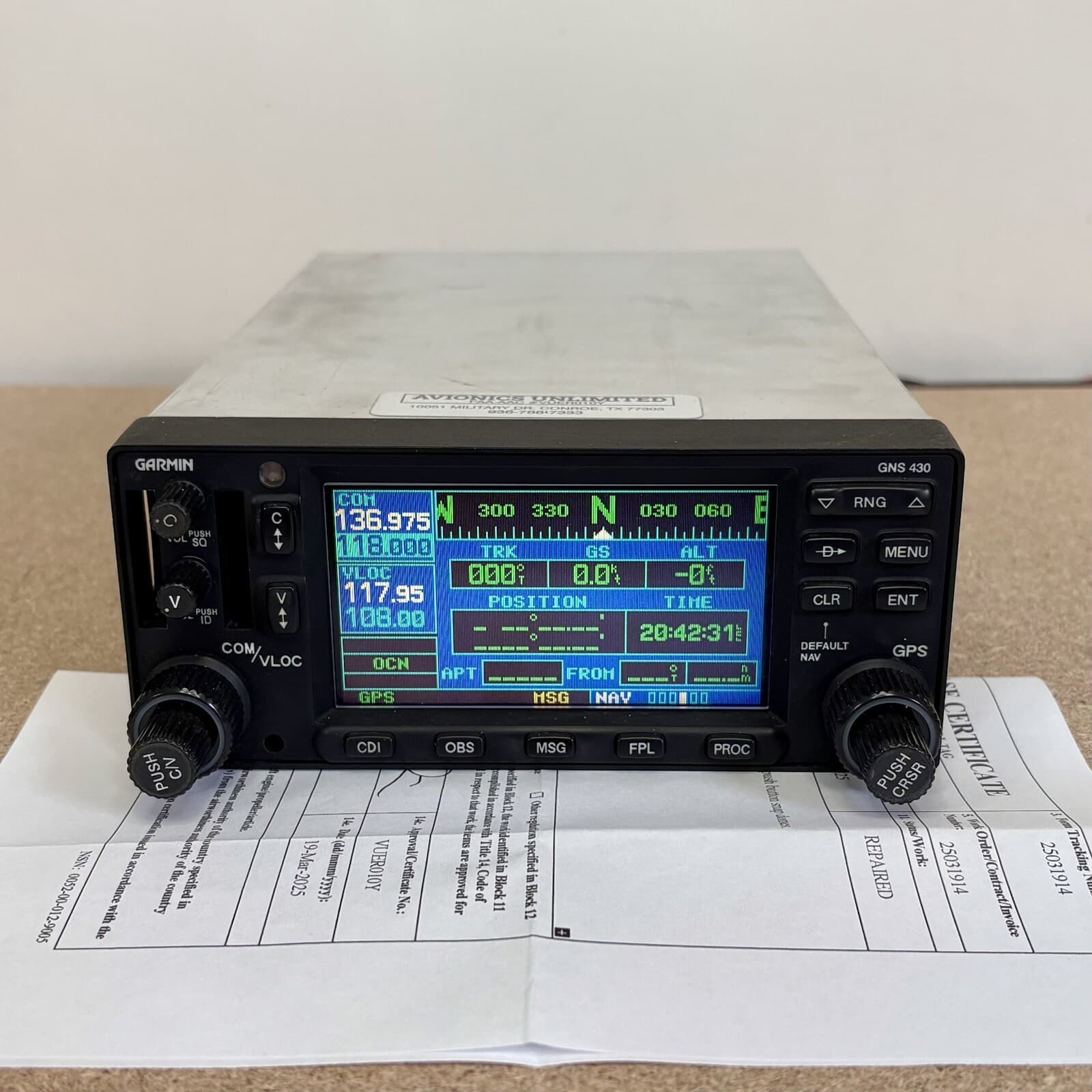 Garmin GNS 430 GPS/NAV/COMM P/N 011-00280-00 28 Volt NON WAAS New 8130 — photo 1