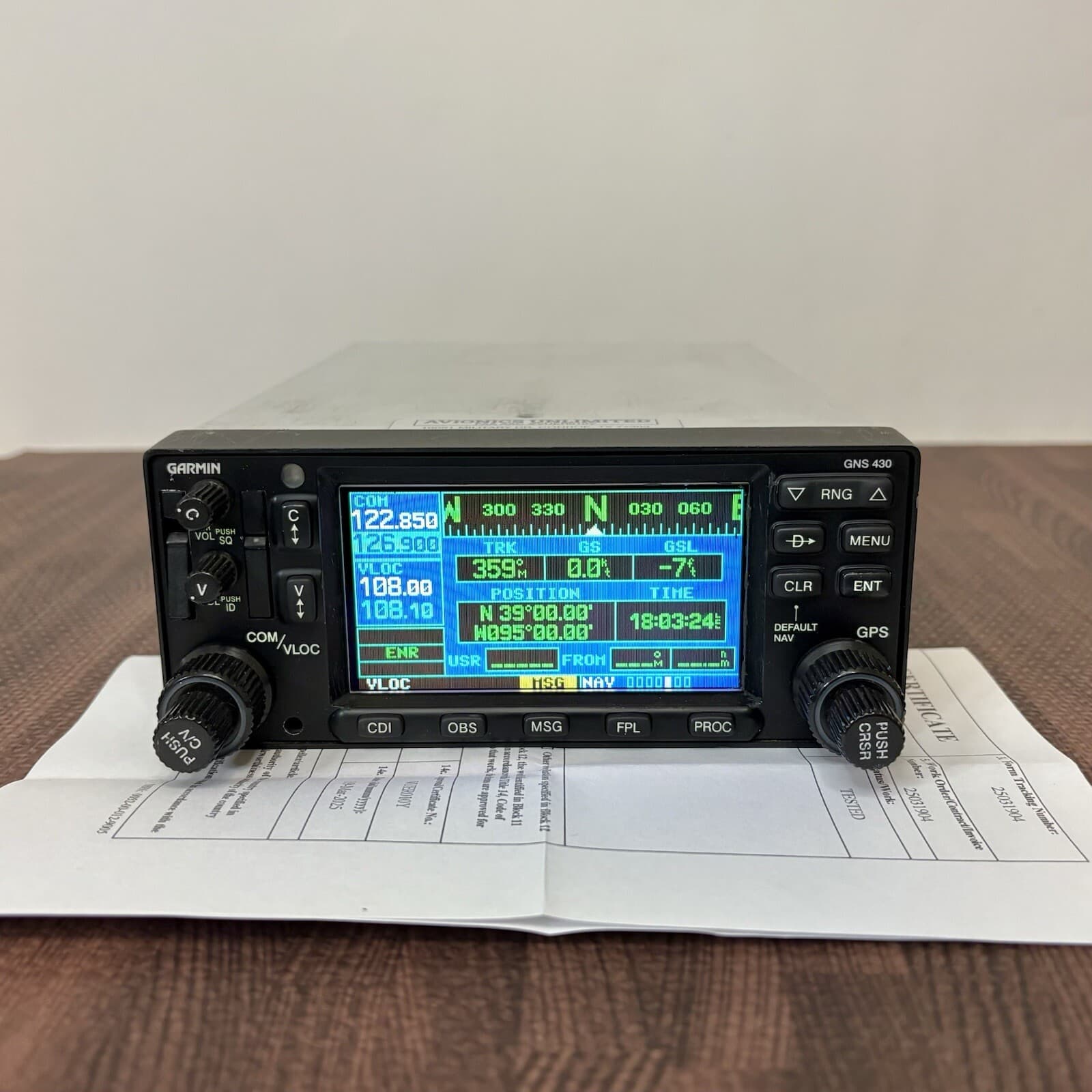 Garmin GNS 430W WAAS GPS/NAV/COMM P/N 011-01060-40 w/ New 8130 — photo 1